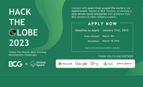 Hack the Globe 2023 with BCG Prague /Apply by Jan 31, 2023/